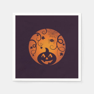 Halloween Jack o lantern pumpkin face and spider Napkin