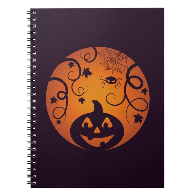 Halloween Jack o lantern pumpkin face and spider Notebook (Front)