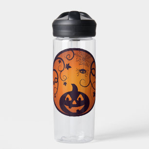 Halloween Jack o lantern pumpkin face and spider Water Bottle