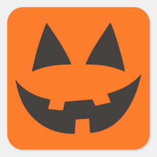 Halloween Jack-O-Lantern Pumpkin Face Sihouette2 Square Sticker