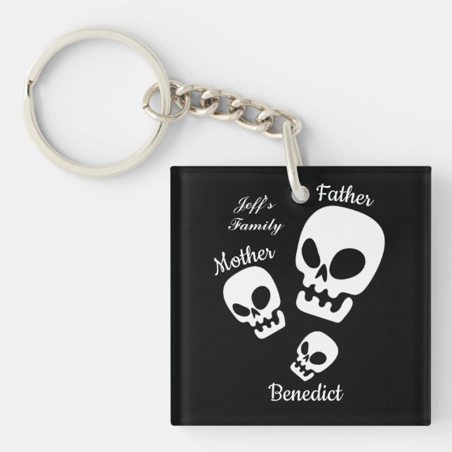  Halloween jack-o-lantern pumpkin family Name Key Ring (Front)