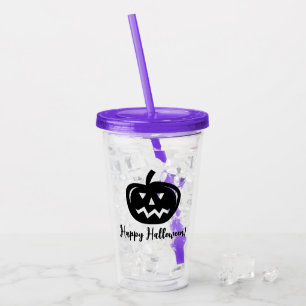 Halloween jack o lantern pumpkin head print custom acrylic tumbler