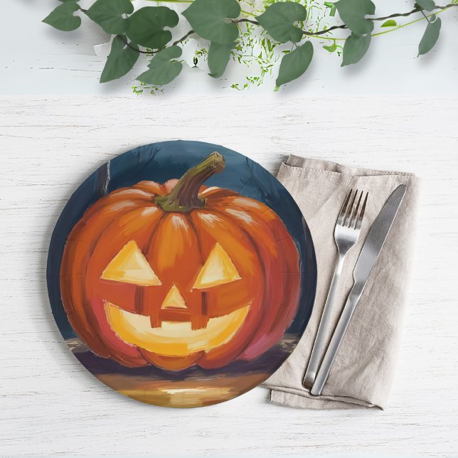 Halloween Jack-O-Lantern Pumpkin Paper Plate (Creator Uploaded)