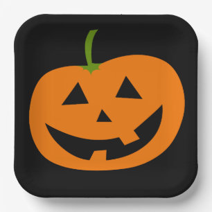 HALLOWEEN JACK-O-LANTERN PUMPKIN PAPER PLATES