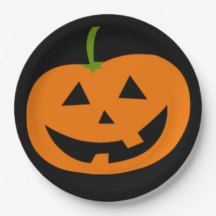 HALLOWEEN JACK-O-LANTERN PUMPKIN PAPER PLATES