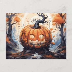 Halloween Jack O' Lantern Pumpkin Postcard