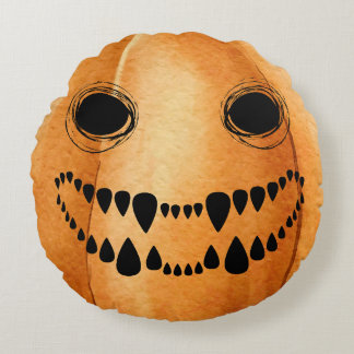 Halloween Jack-O-Lantern Pumpkin Round Cushion