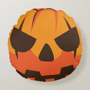 Halloween Jack o Lantern Pumpkin Round Cushion