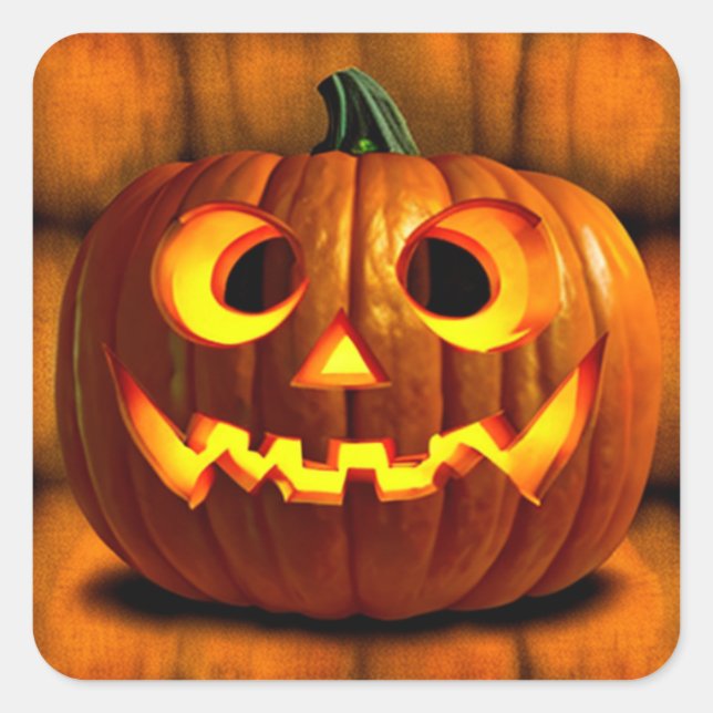 Halloween Jack-o-Lantern Pumpkin Square Sticker (Front)