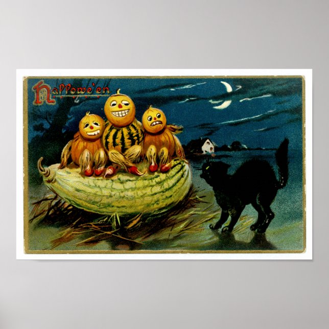 Halloween Jack-o-Lantern Pumpkin Trio Poster (Front)