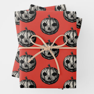 Halloween Jack-O_Lantern Pumpkin Vintage  Wrapping Paper Sheet