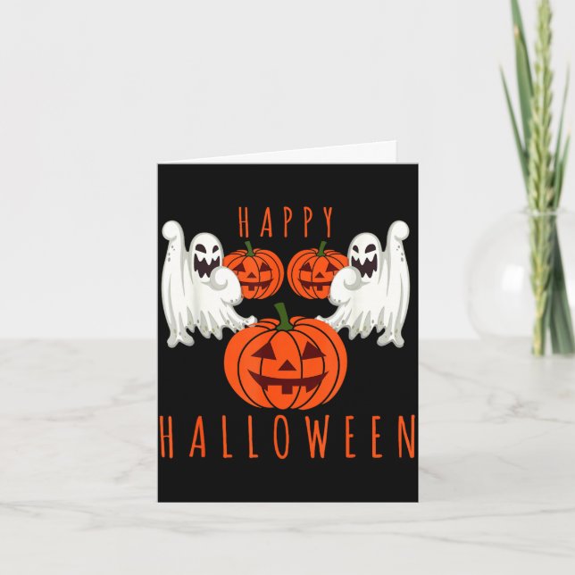 Halloween jack o lantern scary ghosts pumpkin face card (Front)