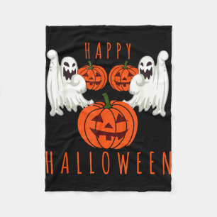 Halloween jack o lantern scary ghosts pumpkin face fleece blanket