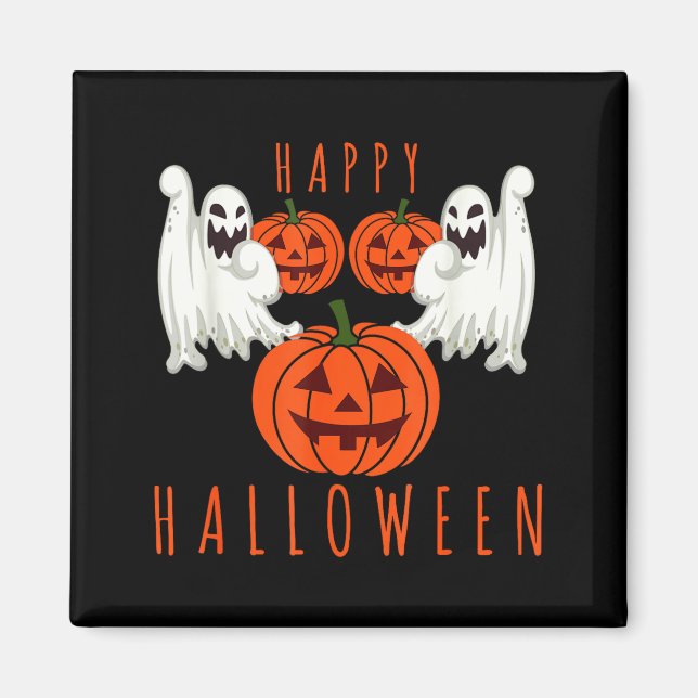 Halloween jack o lantern scary ghosts pumpkin face magnet (Front)