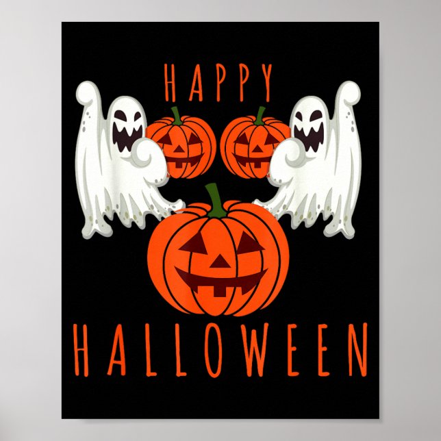 Halloween jack o lantern scary ghosts pumpkin face poster (Front)
