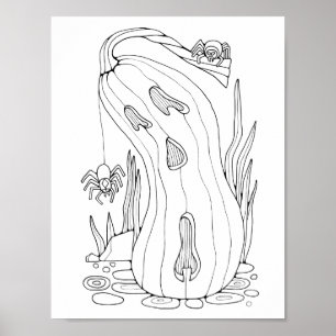 Halloween Jack O’Lantern Spiders Colouring Page Ar Poster