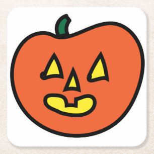 Halloween Jack-o-lantern Square Paper Coaster