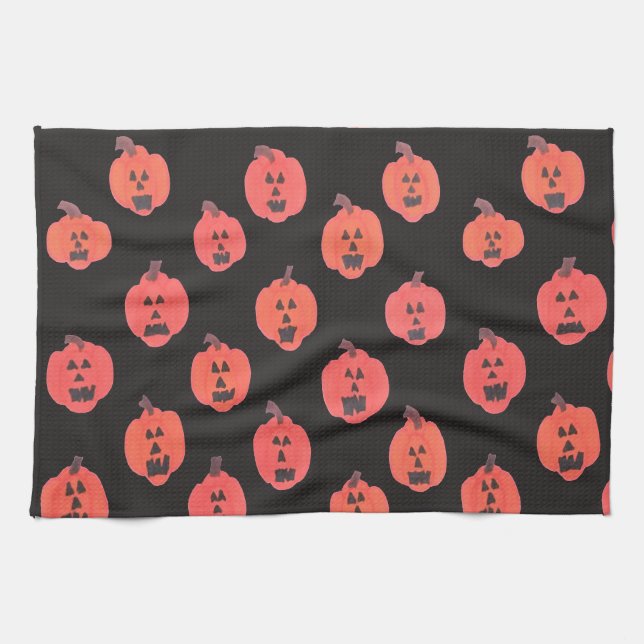 Halloween Jack o Lantern Tea Towel (Horizontal)