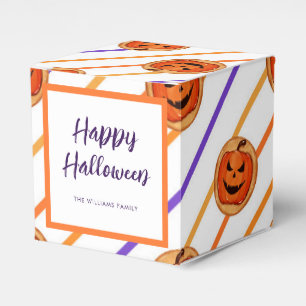 Halloween Jack-O-Lantern White Stripes Custom Favour Box