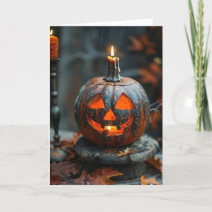 HALLOWEEN JACK O LANTERN WITH CANDLE THANK YOU CARD