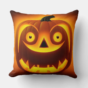 Halloween Jack-O'-Lantern With Creepy Face Cushion