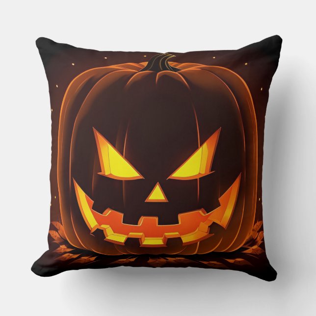 Halloween Jack-O'-Lantern With Creepy Face Cushion (Front)