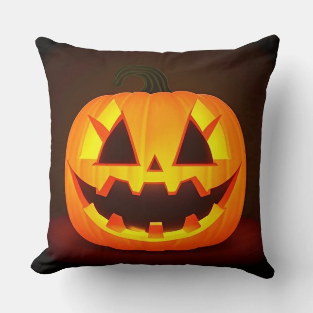 Halloween Jack-O'-Lantern With Creepy Face Cushion (Front)