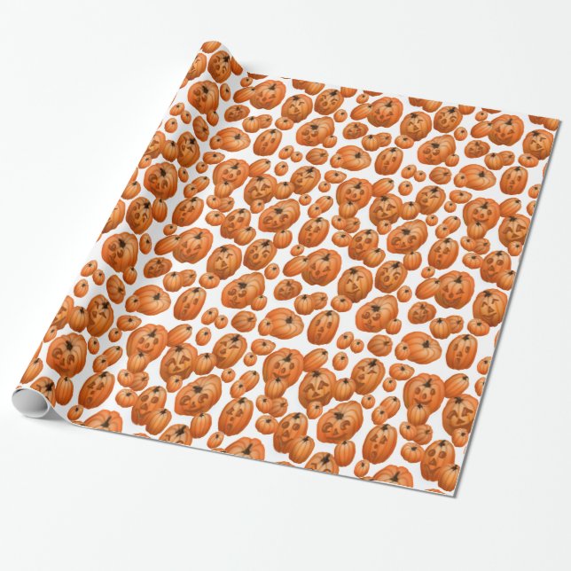 Halloween Jack O' Lantern Wrapping Paper (Unrolled)