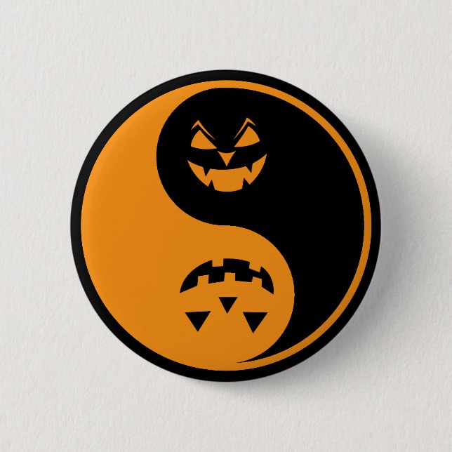 Halloween Jack o-lantern Yin Yang 6 Cm Round Badge (Front)