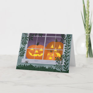 Halloween Jack-o'-lanterns in the Window Card