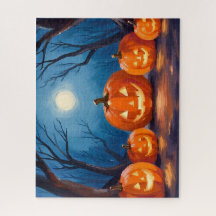 Halloween Jack-O-Lanterns Pumpkins Watercolor