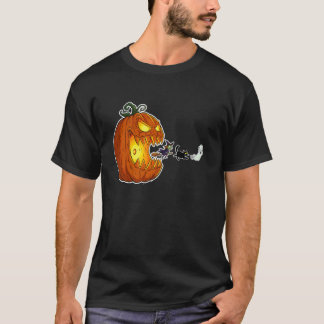 Halloween Jack O Pumpkin Chasing Ghost Cat Broomst T-Shirt