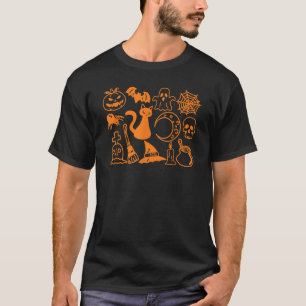 Halloween Jack O'Lantern, Bat Cat Ghost Moon Spide T-Shirt