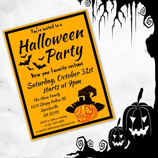 Halloween Jack O'Lantern Costume Party Invitation Postcard (Creator Uploaded)
