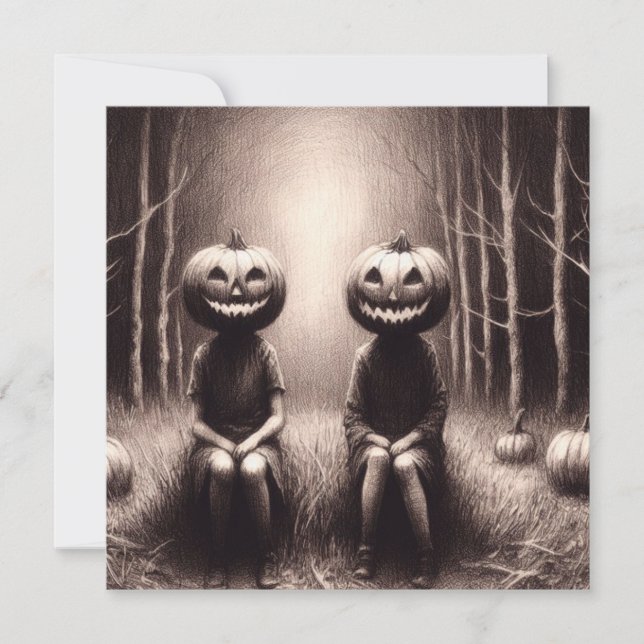 Halloween Jack O'Lantern Figures Spooky Card (Front)
