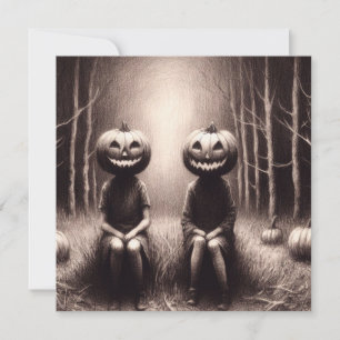 Halloween Jack O'Lantern Figures Spooky Card