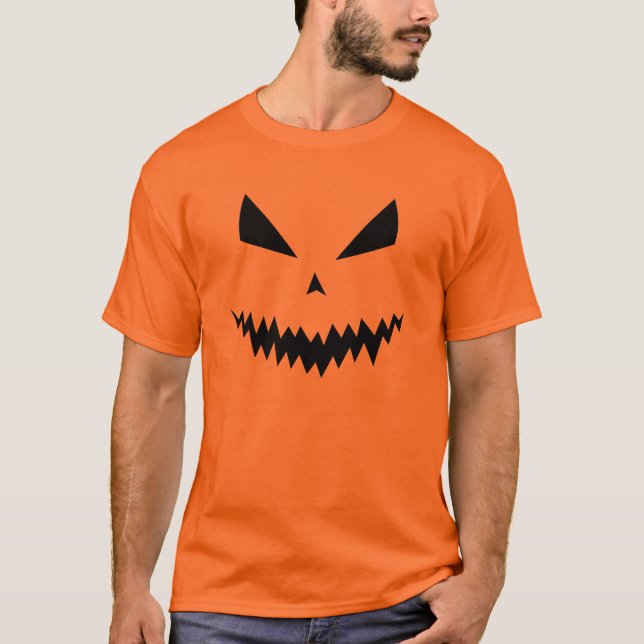Halloween Jack O'Lantern pumpkin black evil face T-Shirt (Front)