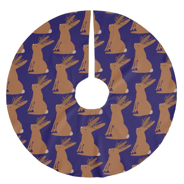 Halloween Jackalope Trick or Treat Brushed Polyester Tree Skirt (Front)