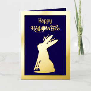 Halloween Jackalope Trick or Treat Custom Foil Greeting Card