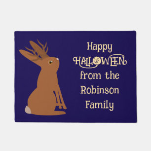 Halloween Jackalope Trick or Treat Custom Message Doormat