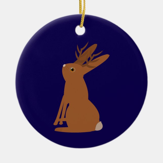 Halloween Jackalope Trick or Treat Custom Name Ceramic Tree Decoration (Front)