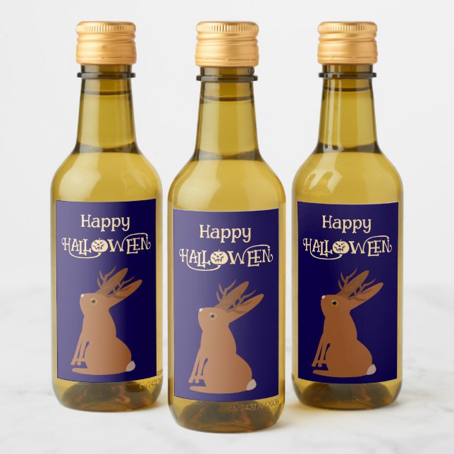 Halloween Jackalope Trick or Treat Custom Wine Label (Bottles)