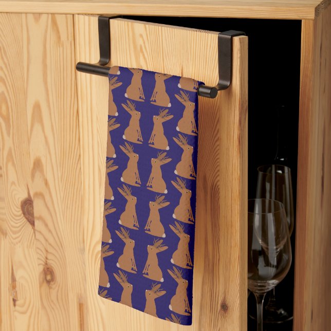 Halloween Jackalope Trick or Treat Patterned Tea Towel (Thirds Fold)
