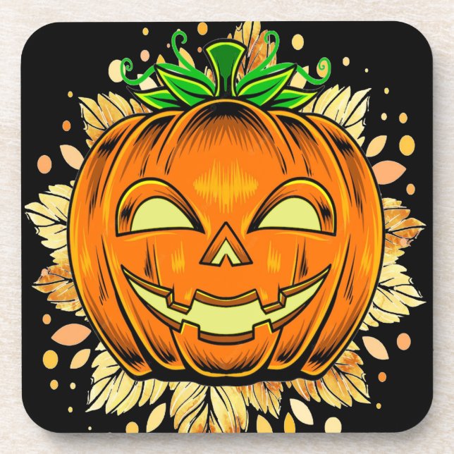 Halloween Jackolantern Spooky Pumpkin   Coaster (Front)