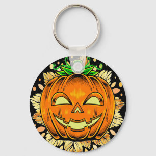 Halloween Jackolantern Spooky Pumpkin   Key Ring