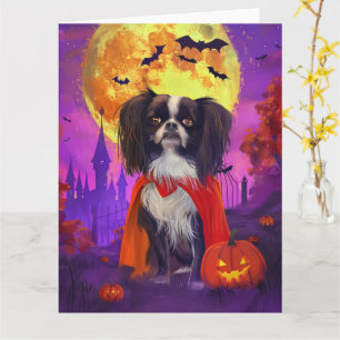 Halloween Japanese Chin Vampire Pumpkins Scary Card