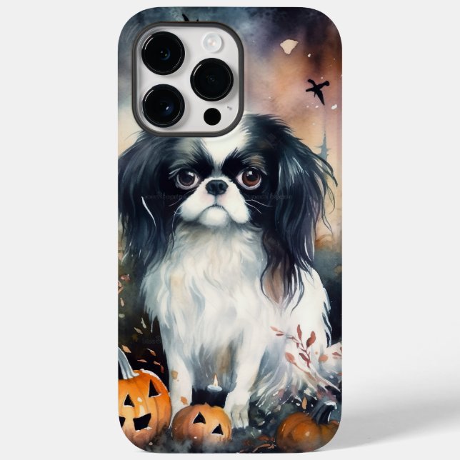 Halloween Japanese Chin With Pumpkins Scary Case-Mate iPhone Case (Back)