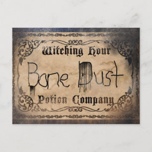 Halloween Joke Bone Dust Antique Potion Ingredient Postcard