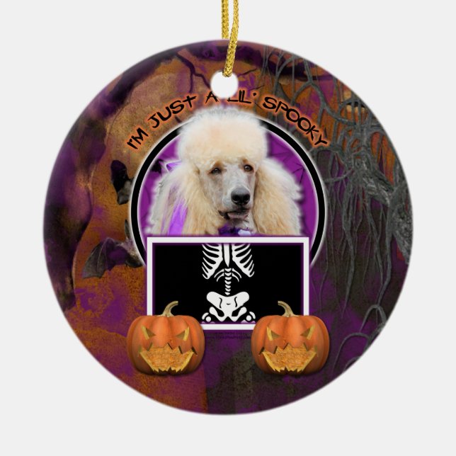 Halloween - Just a Lil Spooky - Poodle - Champagne Ceramic Tree Decoration (Front)