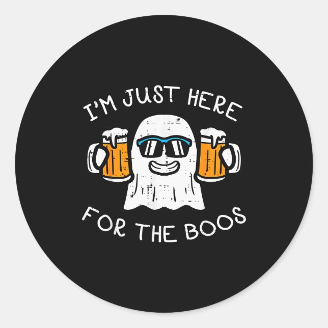 Halloween Just Here For Boos Ghost Funny Costume M Classic Round Sticker (Front)